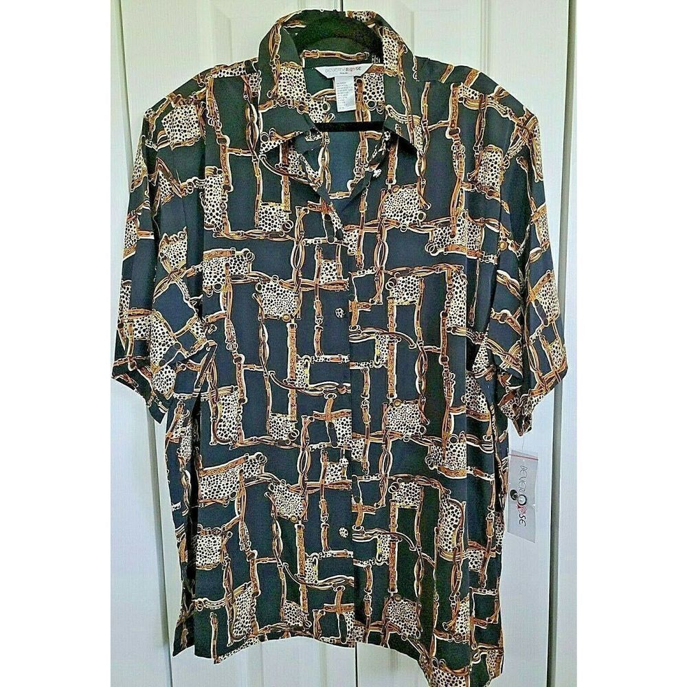 Beverly Rose USA Size 4X Short Sleeve Button Front Tunic Shirt‎ Animal World NWT